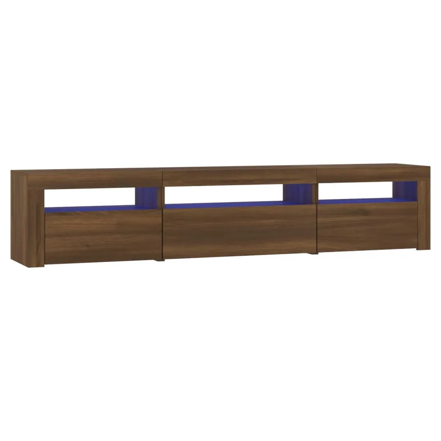 Meuble TV avec lumières LED Chêne marron 195x35x40 cm - 2