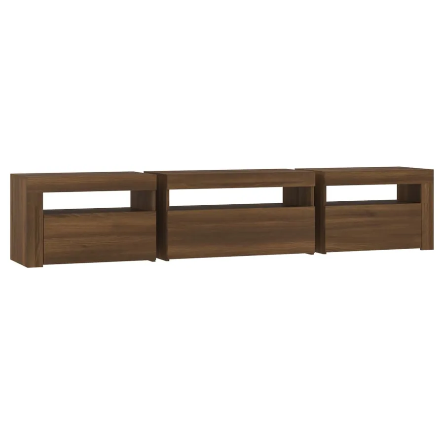 Meuble TV avec lumières LED Chêne marron 195x35x40 cm - 7