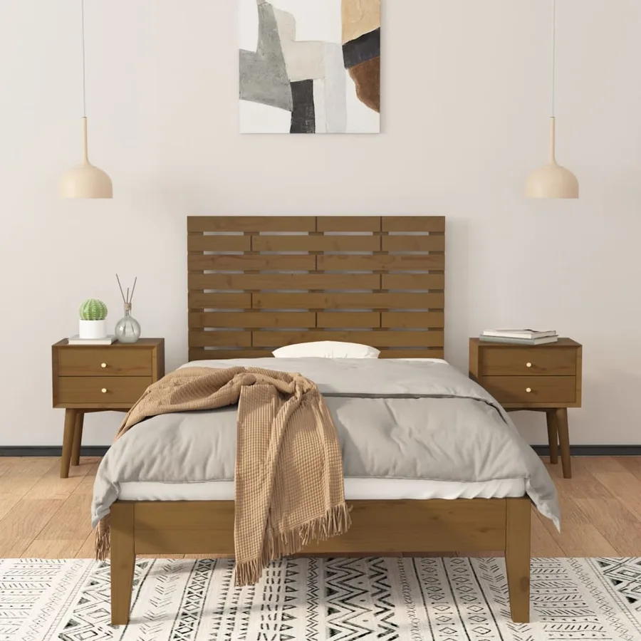 Tête de lit murale Marron miel 81x3x63 cm Bois massif de pin - 3