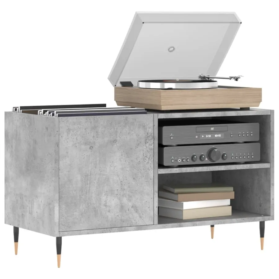 Armoire à disques gris béton 85x38x48 cm bois d'ingénierie - 3