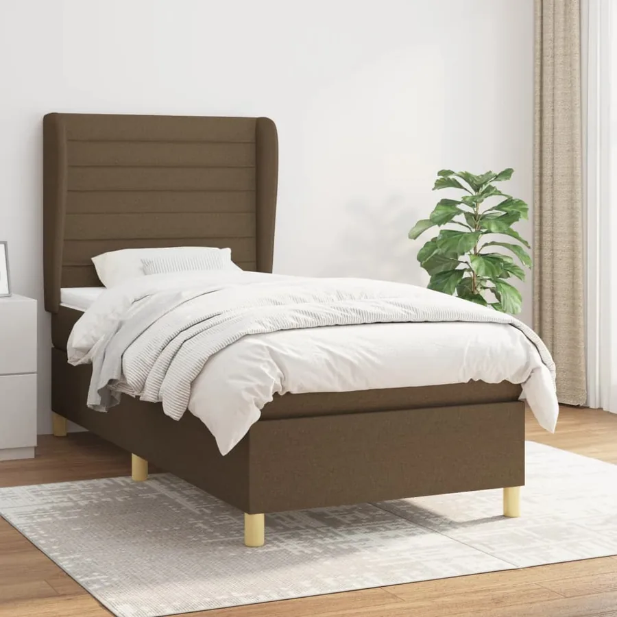 Sommier à lattes de lit avec matelas Marron foncé 100x200 cm