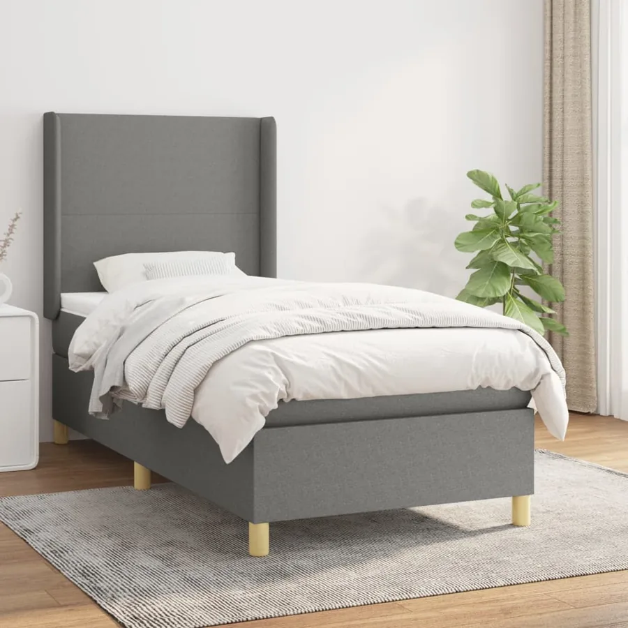 Sommier à lattes de lit avec matelas Gris foncé 80x200 cm Tissu