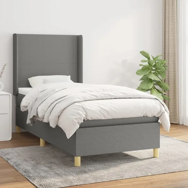 Sommier à lattes de lit avec matelas Gris foncé 80x200 cm Tissu