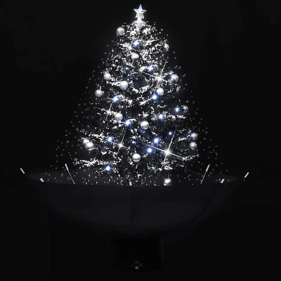 Arbre de Noël neigeux avec base de parapluie Noir 75 cm PVC - 3