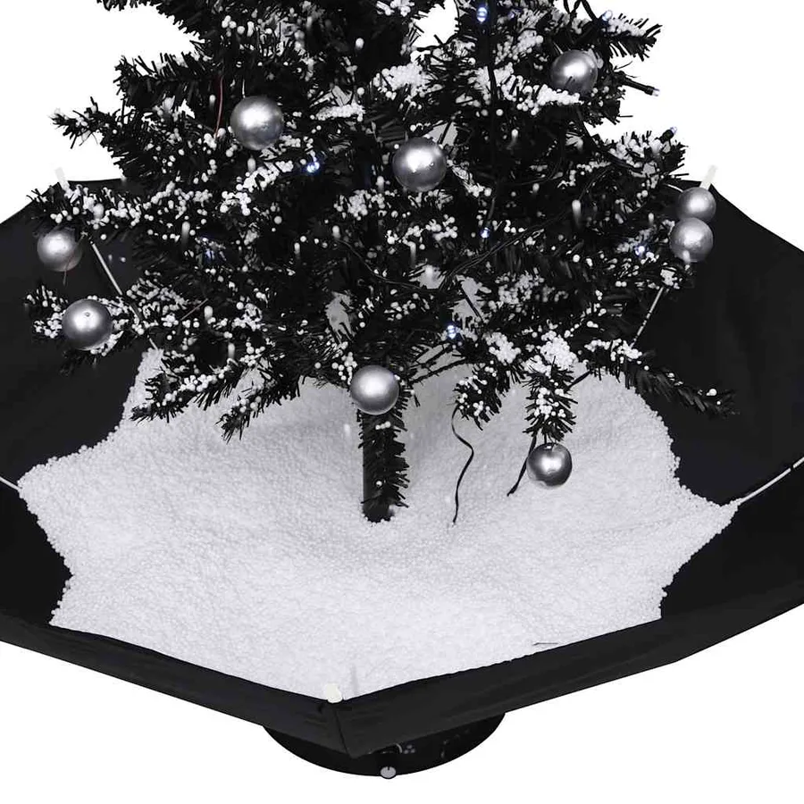 Arbre de Noël neigeux avec base de parapluie Noir 75 cm PVC - 5