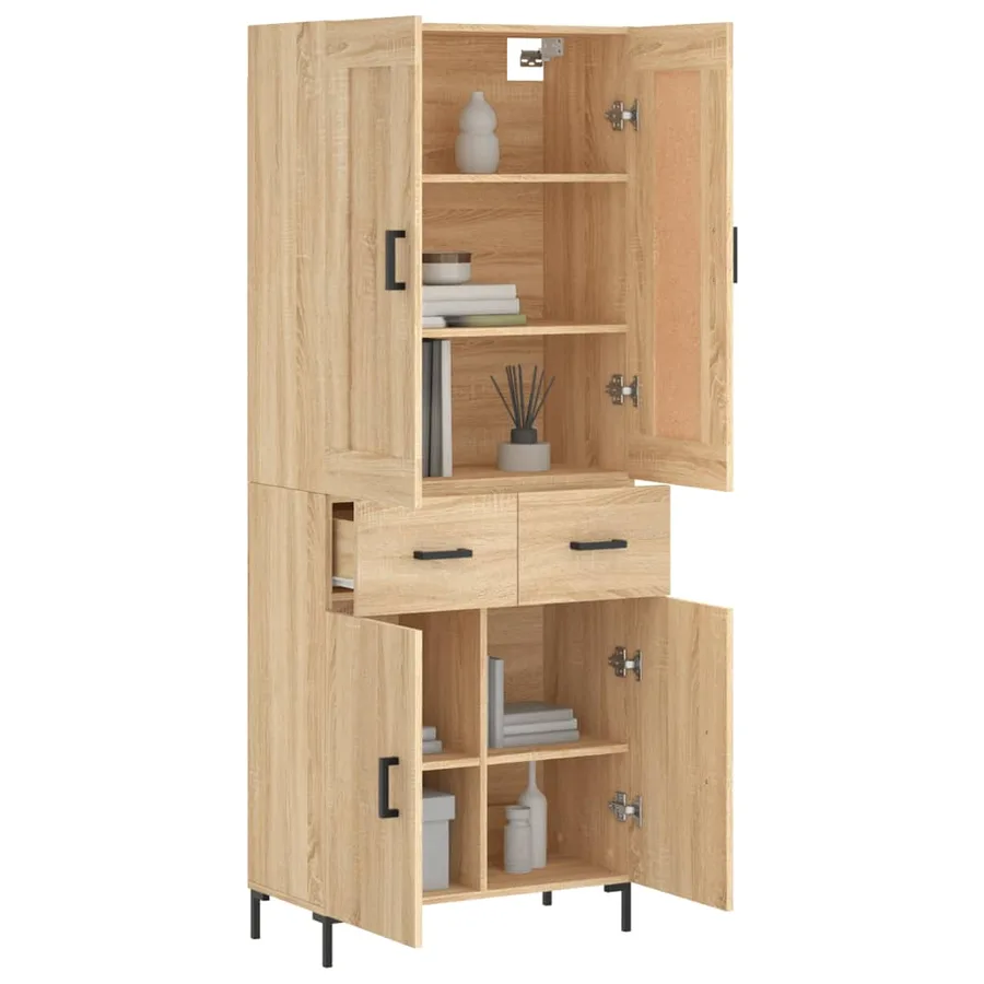 Buffet haut Chêne sonoma 69,5x34x180 cm Bois d'ingénierie - 3