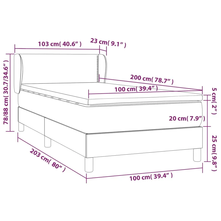 Sommier à lattes de lit avec matelas Gris clair 100x200cm Tissu - 7