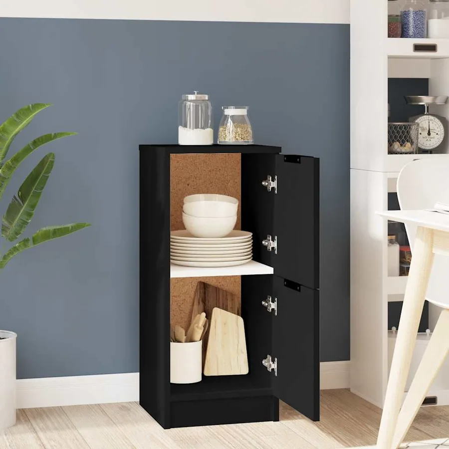 Buffet noir 30x30x70 cm bois d'ingénierie - 3