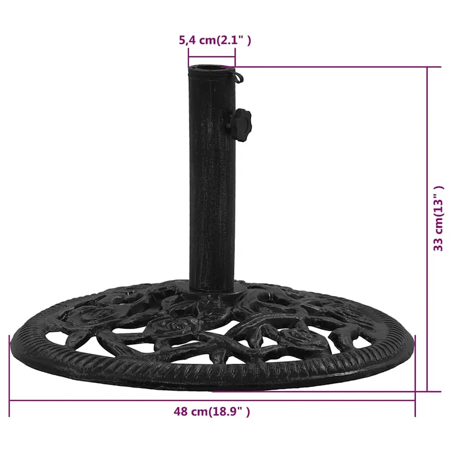 Socle de parasol Noir 48x48x33 cm Fonte - 9