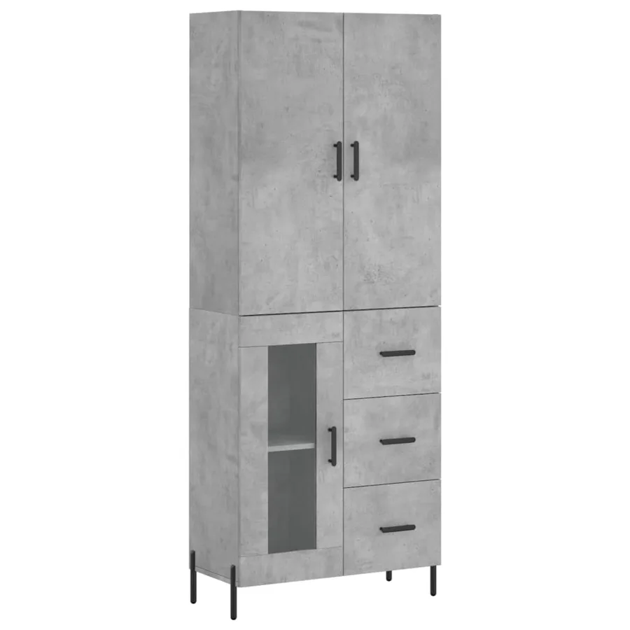 Buffet haut Gris béton 69,5x34x180 cm Bois d'ingénierie - 2