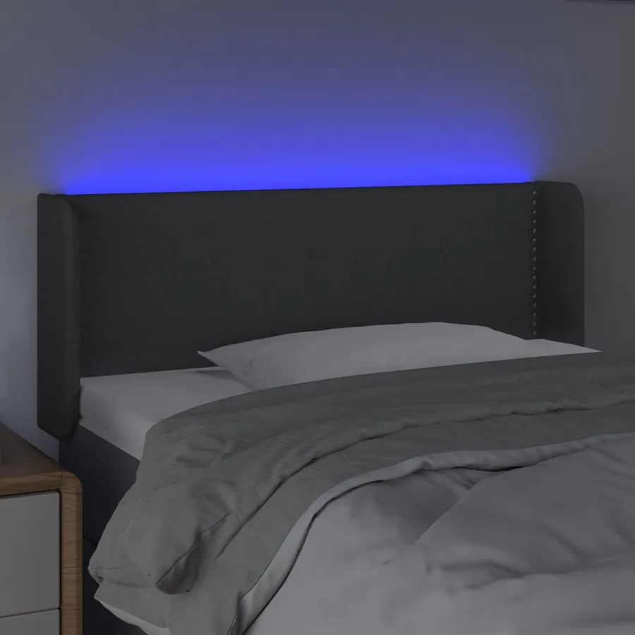 Tête de lit à LED Gris foncé 103x16x78/88 cm Tissu - 4