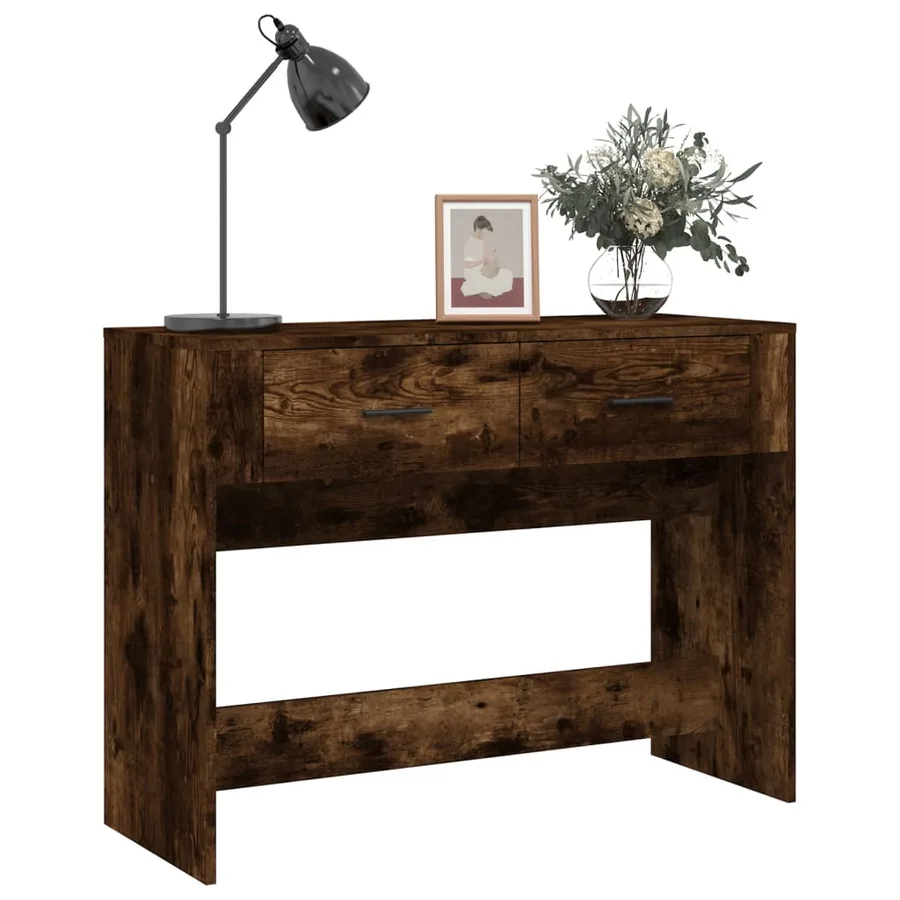 Table console Chêne fumé 100x39x75 cm Bois d'ingénierie - 4