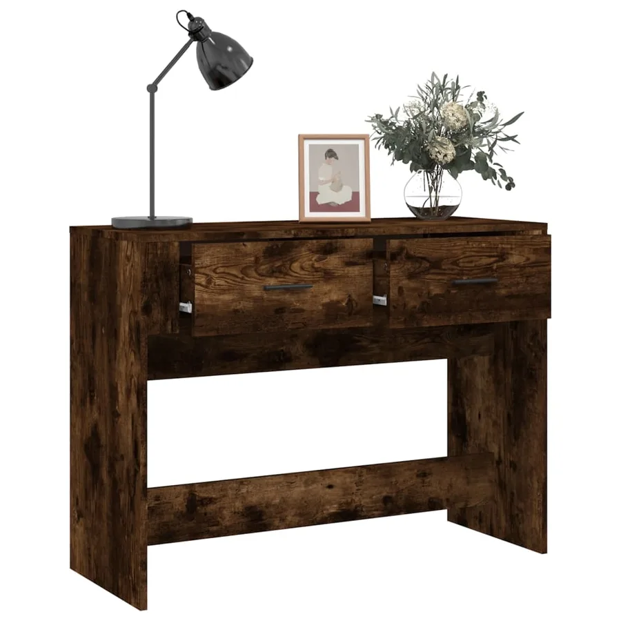Table console Chêne fumé 100x39x75 cm Bois d'ingénierie - 5