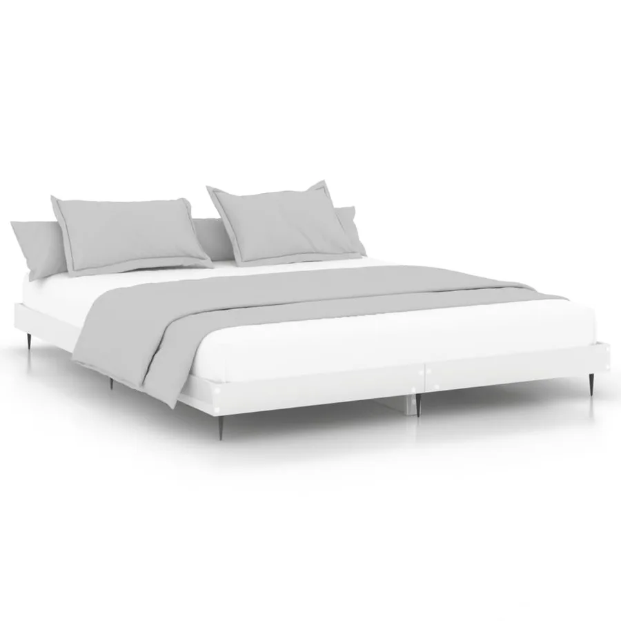 Cadre de lit sans matelas blanc brillant 120x200 cm - 2