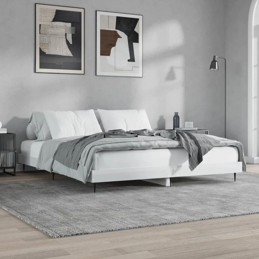 Cadre de lit sans matelas blanc brillant 120x200 cm - 4
