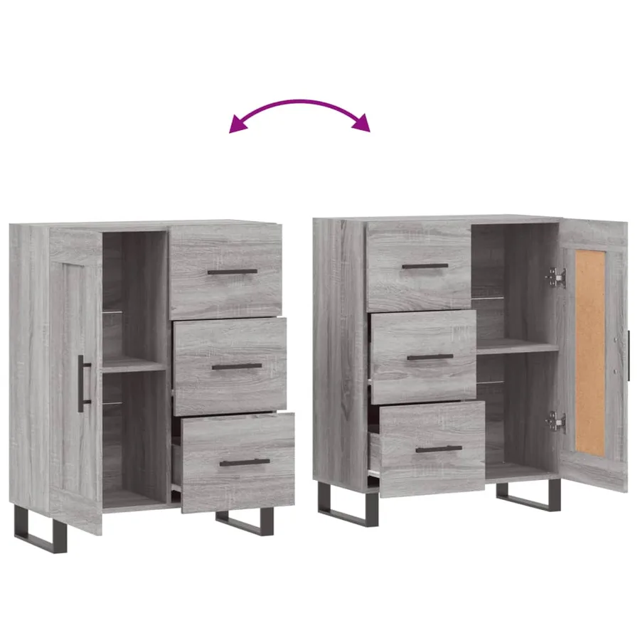 Buffet sonoma gris 69,5x34x90 cm bois d'ingénierie - 9