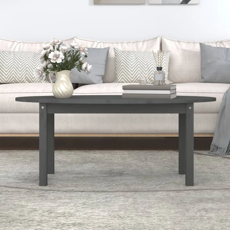 Table basse Gris 110x55x45 cm Bois massif de pin - 3