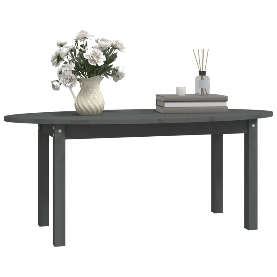 Table basse Gris 110x55x45 cm Bois massif de pin - 4
