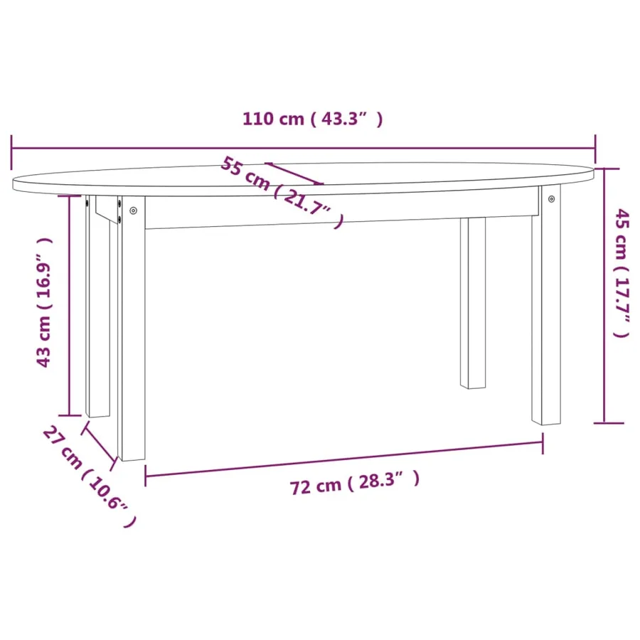 Table basse Gris 110x55x45 cm Bois massif de pin - 9