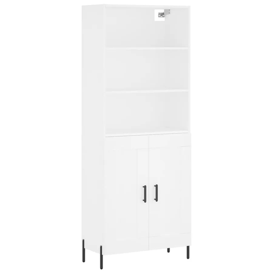 Buffet haut Blanc 69,5x34x180 cm Bois d'ingénierie - 2
