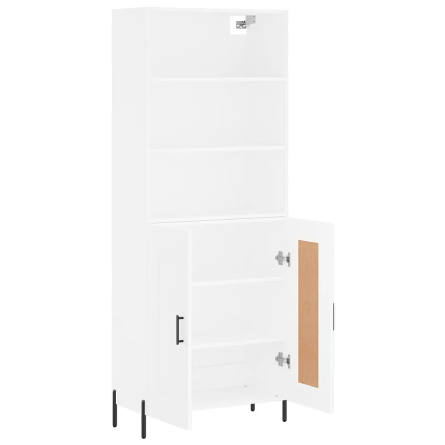 Buffet haut Blanc 69,5x34x180 cm Bois d'ingénierie - 4