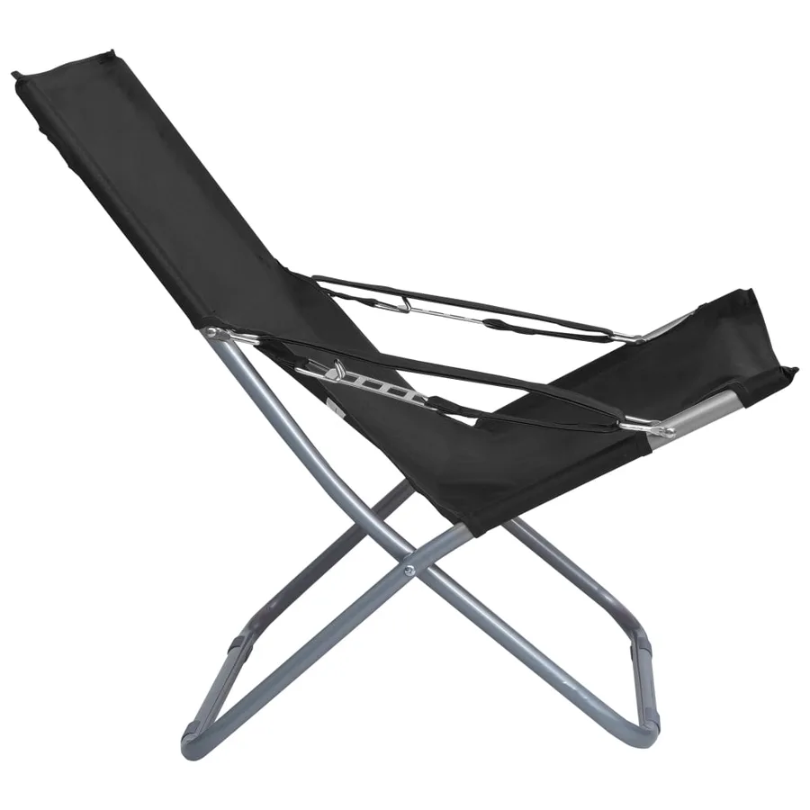 Chaises pliables de plage lot de 2 Tissu Noir - 4
