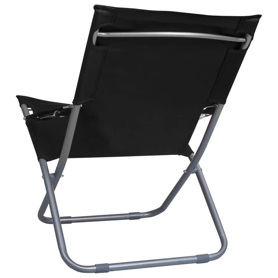Chaises pliables de plage lot de 2 Tissu Noir - 5
