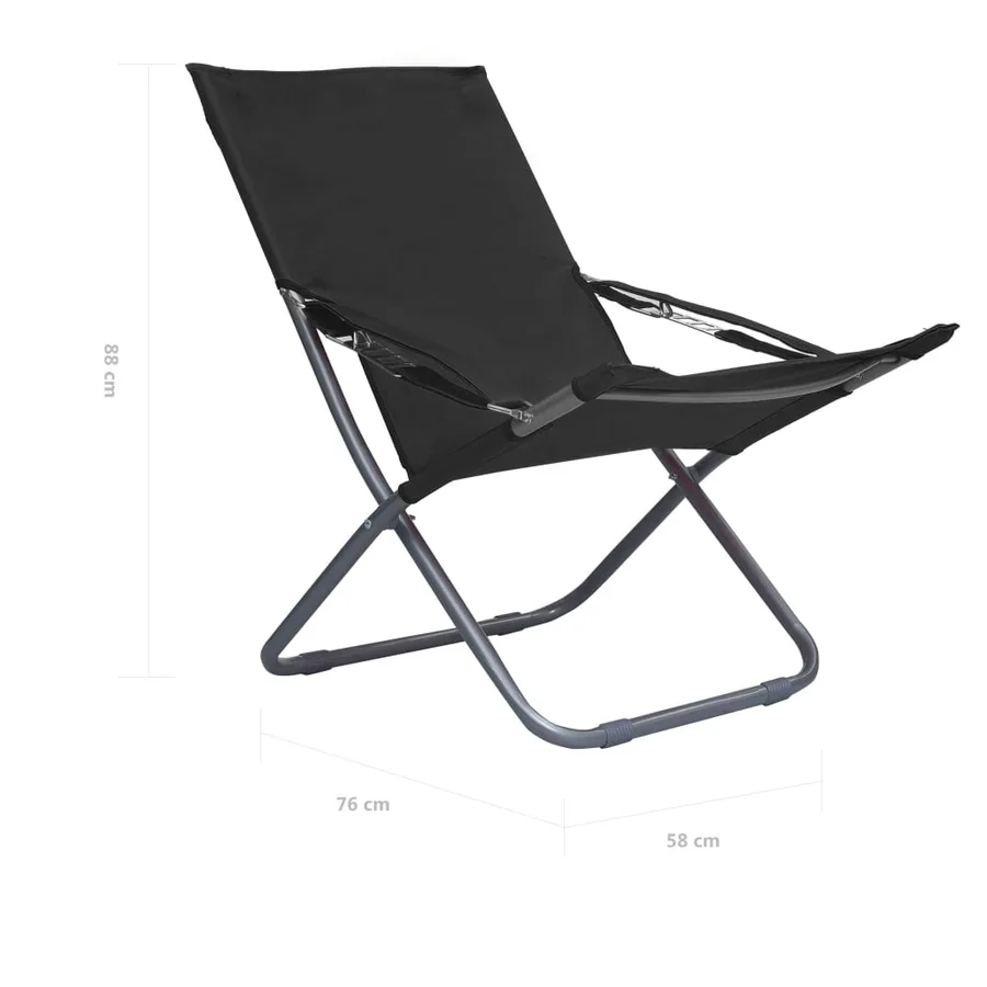 Chaises pliables de plage lot de 2 Tissu Noir - 8