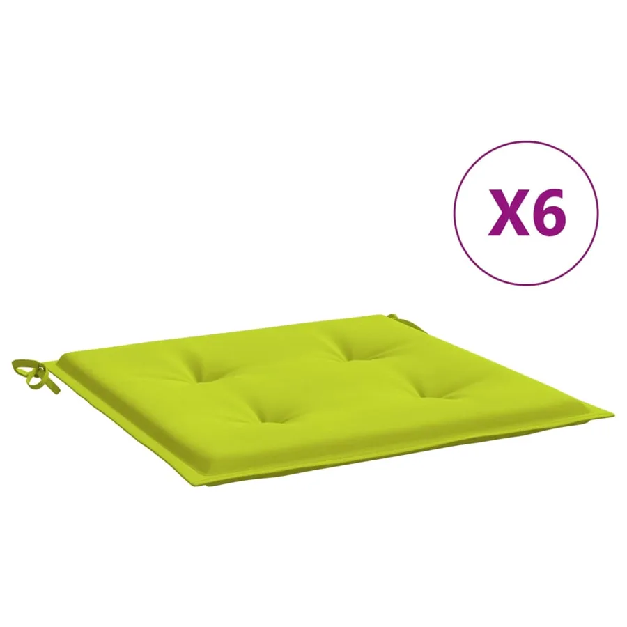 Coussins de chaise de jardin lot de 6 vert vif 50x50x4 cm - 2
