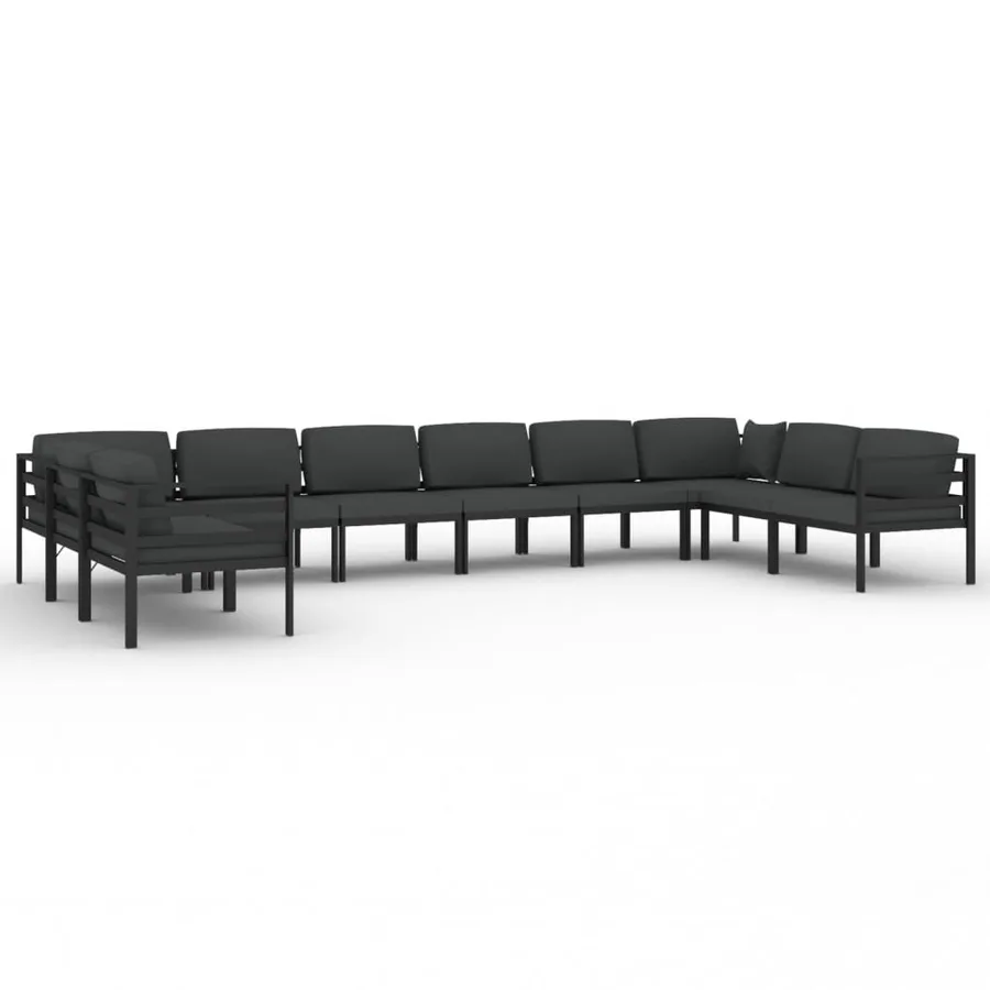 Salon de jardin 10 pcs avec coussins Aluminium Anthracite - 2