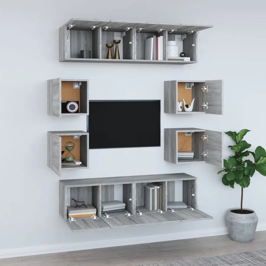 Ensemble de meubles TV 8 pcs Sonoma gris Bois d'ingénierie - 3