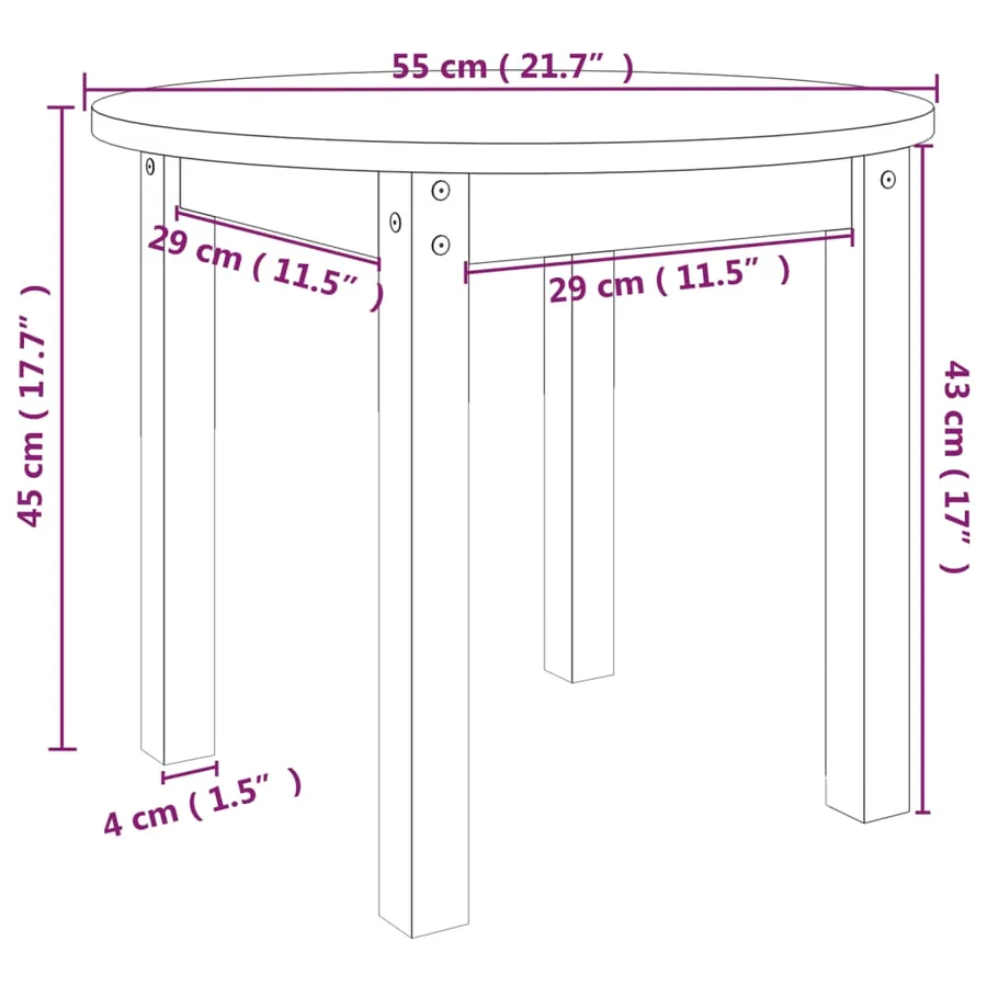 Table basse Ø 55x45 cm Bois massif de pin - 8