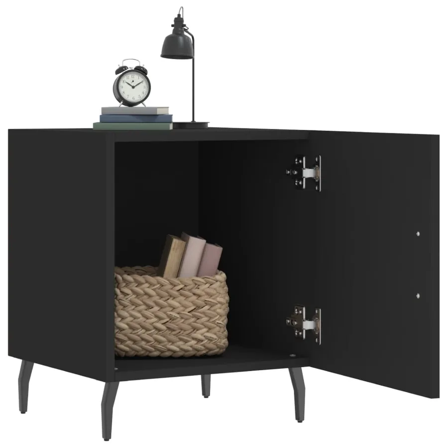 Tables de chevet 2 pcs noir 40x40x50 cm bois d’ingénierie - 3