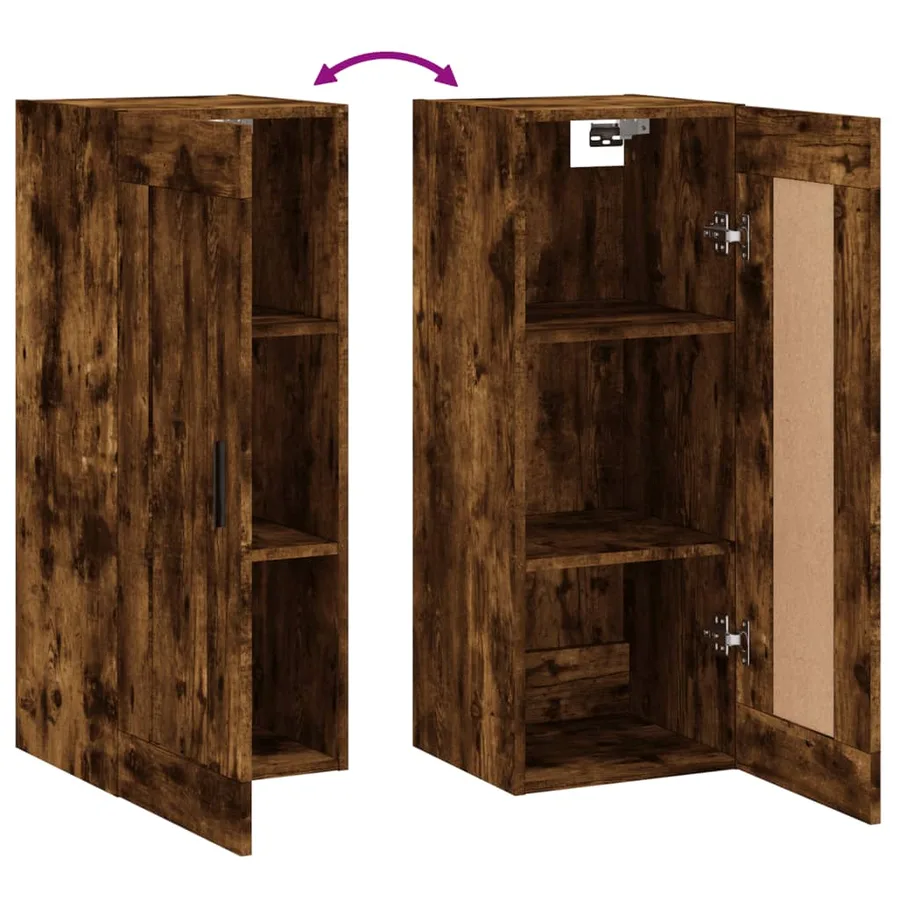 Armoire murale chêne fumé 34,5x34x90 cm bois d'ingénierie - 10