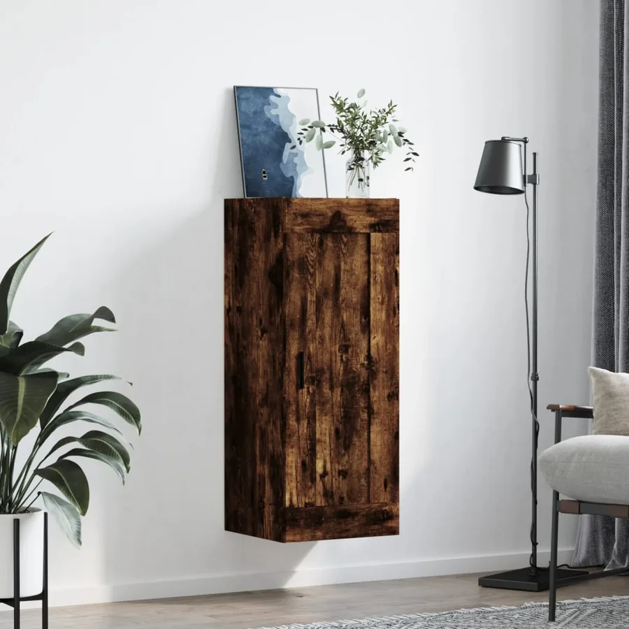 Armoire murale chêne fumé 34,5x34x90 cm bois d'ingénierie - 3