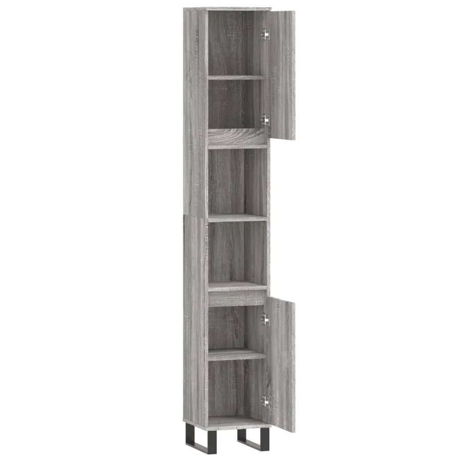 Armoire de bain sonoma gris 30x30x190 cm bois d'ingénierie - 6