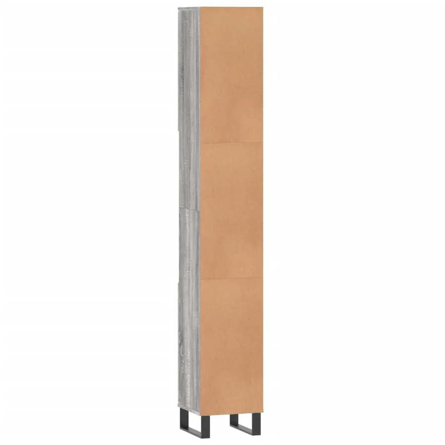 Armoire de bain sonoma gris 30x30x190 cm bois d'ingénierie - 8