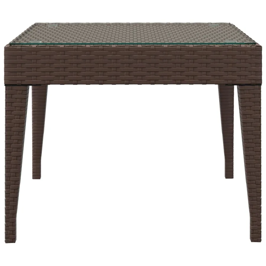 Table d'appoint marron 50x50x38 cm poly rotin et verre trempé - 3