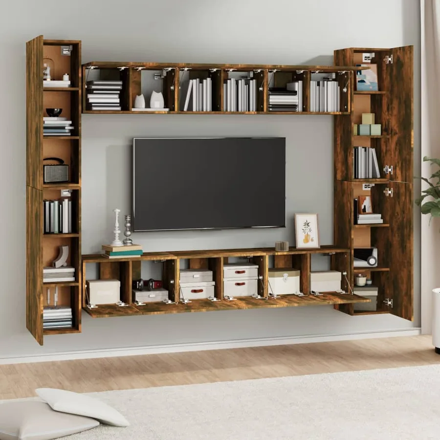 Ensemble de meubles TV 10 pcs Chêne fumé Bois d'ingénierie - 3