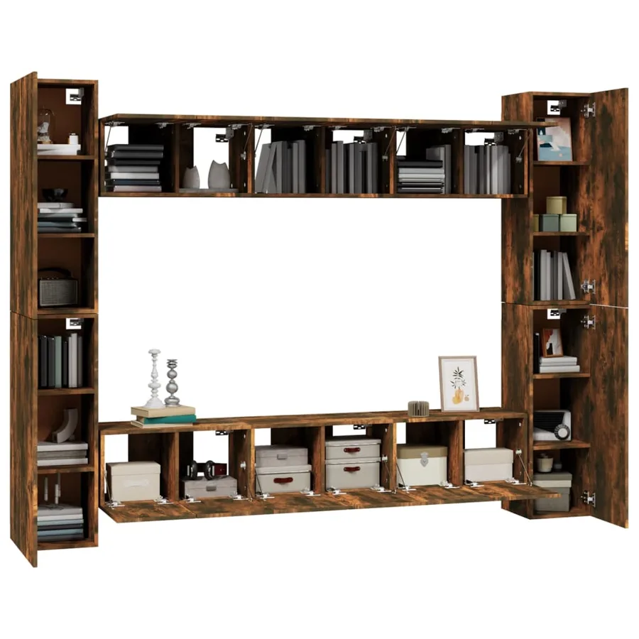 Ensemble de meubles TV 10 pcs Chêne fumé Bois d'ingénierie - 4