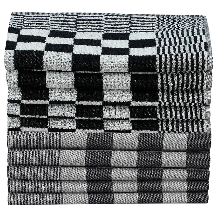 Ensemble de serviettes 20 pcs noir et blanc coton - 3