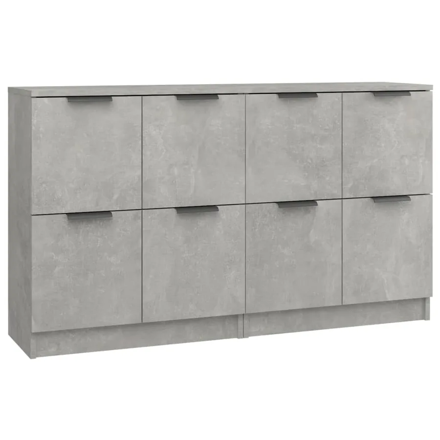 Buffets 2 pcs Gris béton 60x30x70 cm Bois d'ingénierie - 2