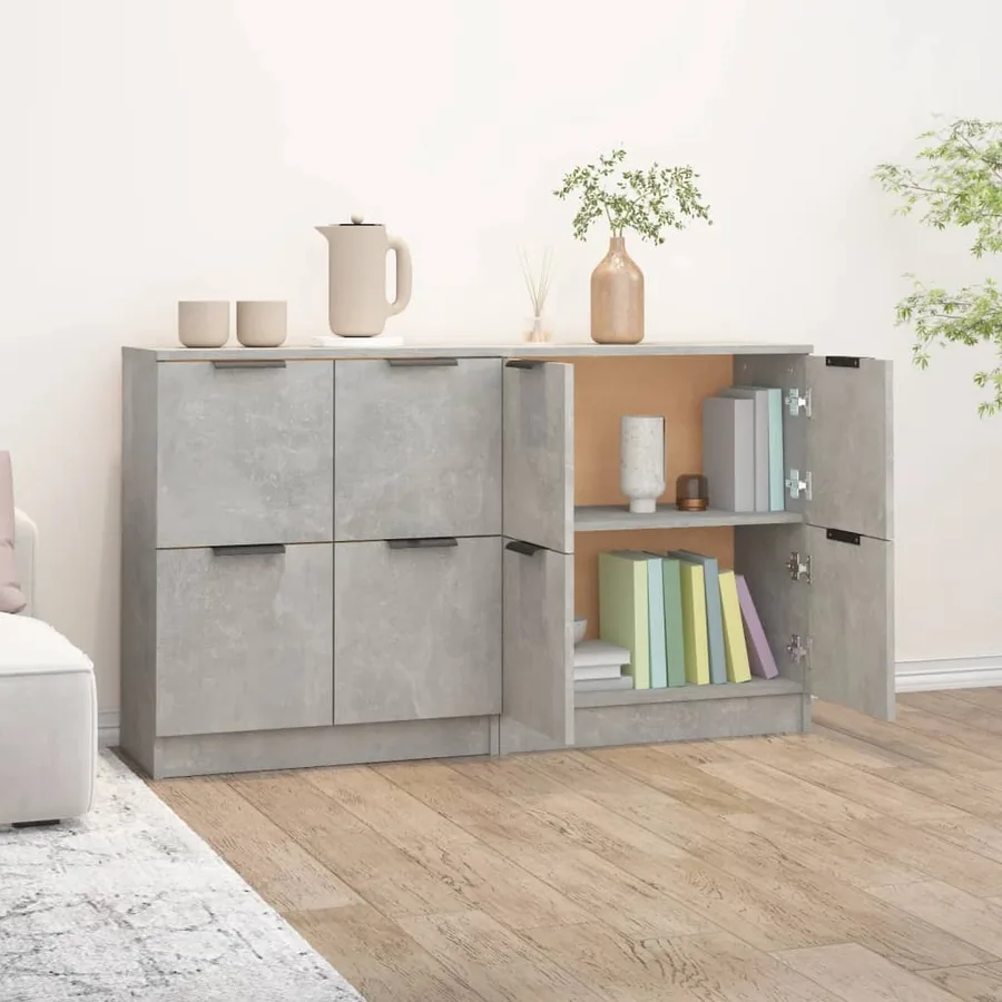Buffets 2 pcs Gris béton 60x30x70 cm Bois d'ingénierie - 5