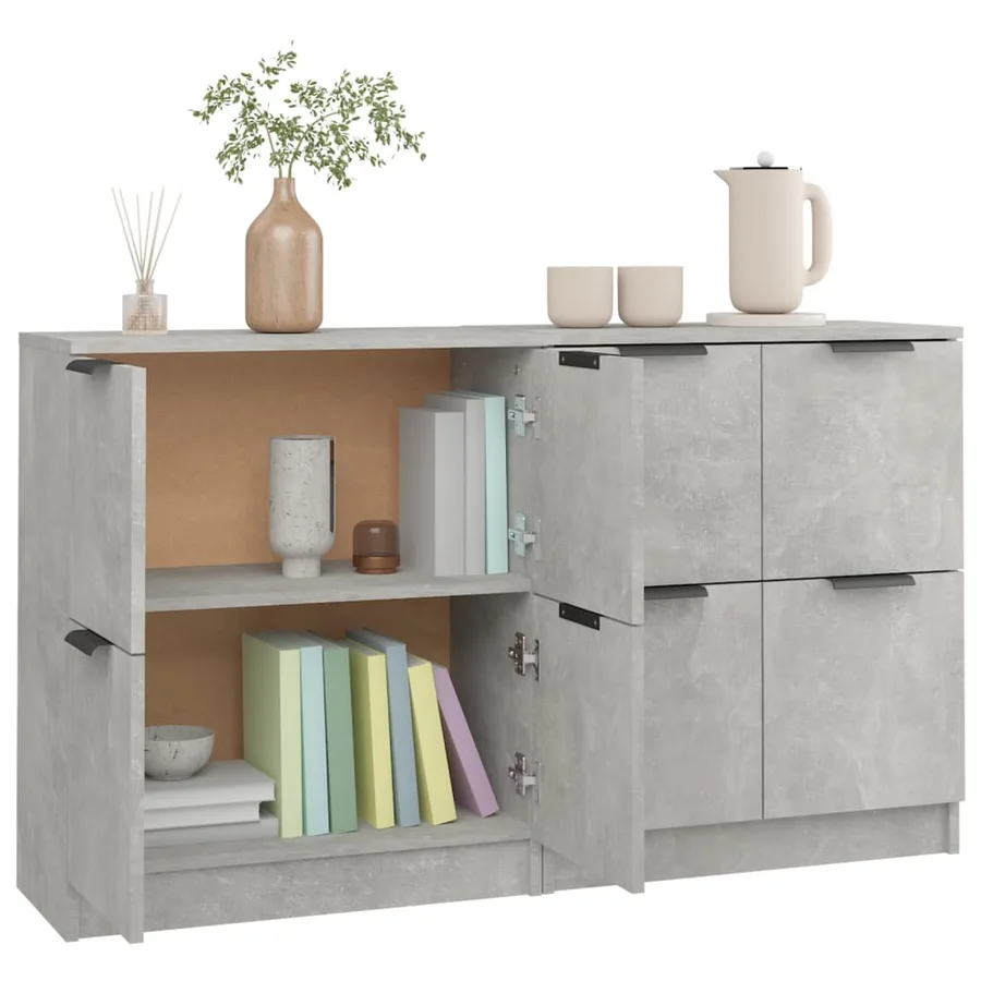 Buffets 2 pcs Gris béton 60x30x70 cm Bois d'ingénierie - 6