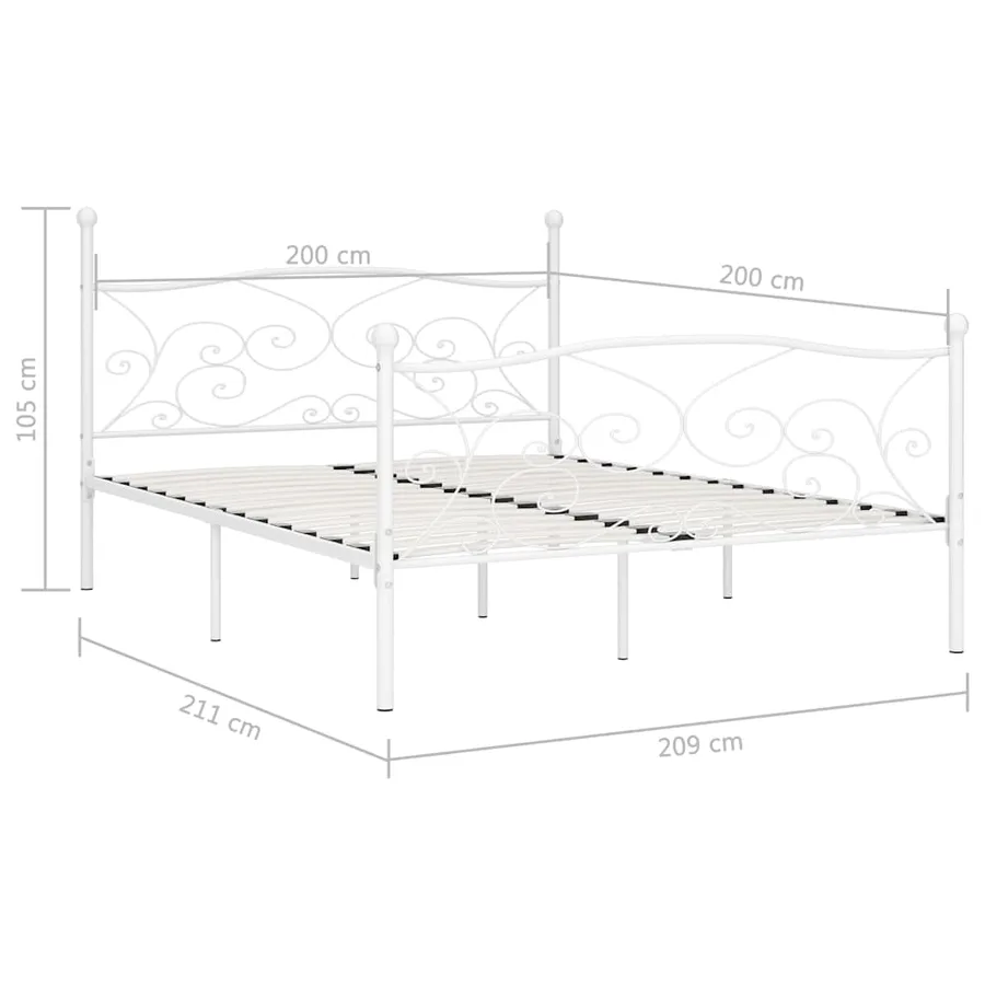 Cadre de lit sans matelas avec sommier à lattes métal 200x200cm - 5