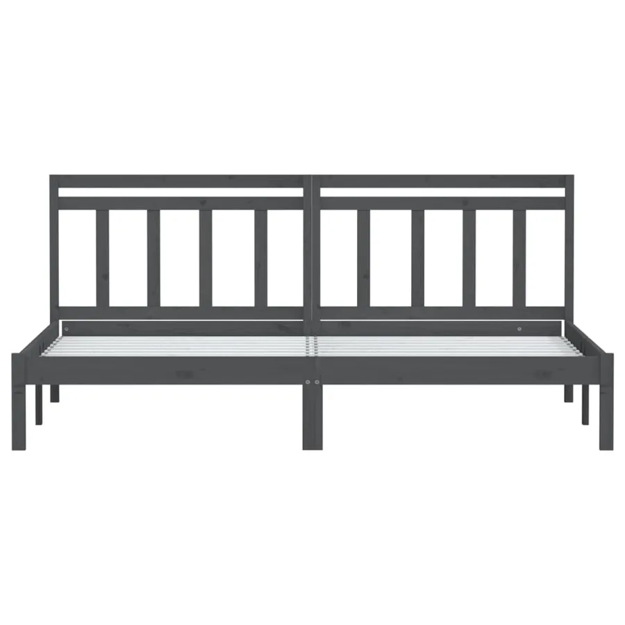 Cadre de lit sans matelas gris bois massif 200x200 cm - 4