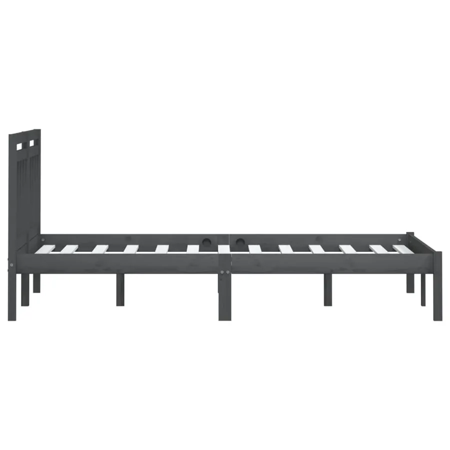 Cadre de lit sans matelas gris bois massif 200x200 cm - 5