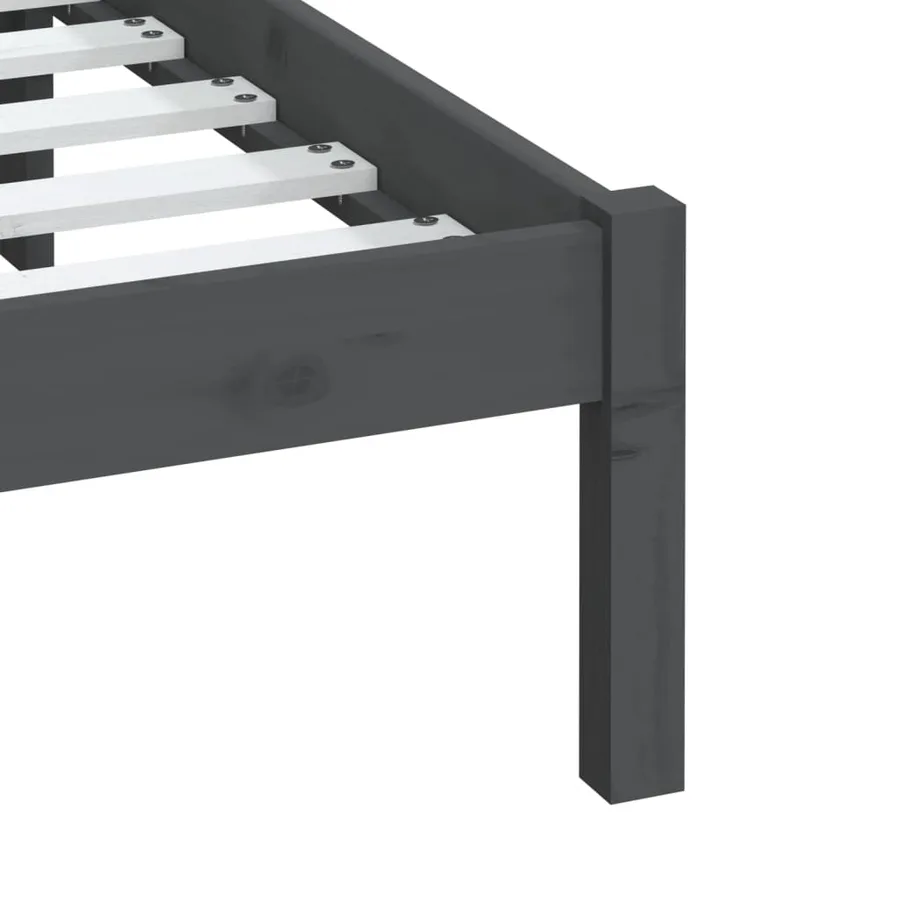 Cadre de lit sans matelas gris bois massif 200x200 cm - 7