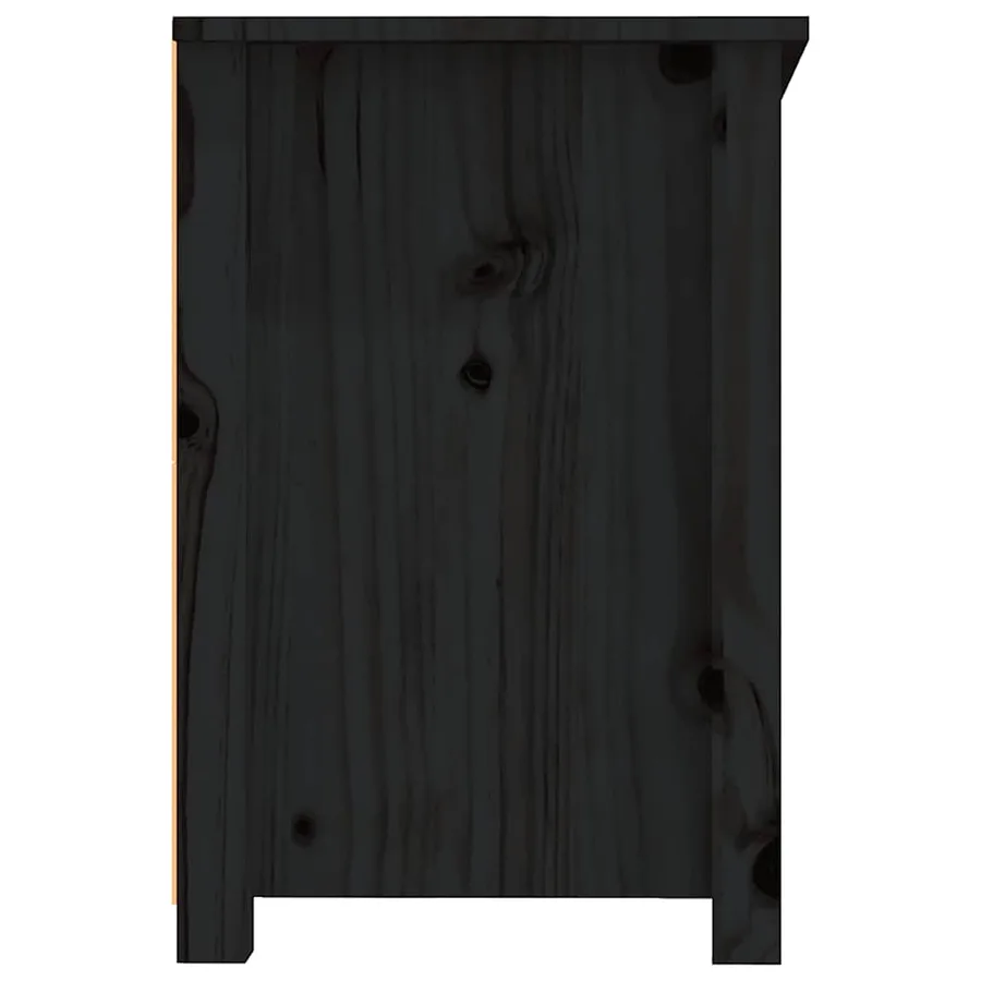 Meuble TV Noir 114x35x52 cm Bois de pin massif - 8