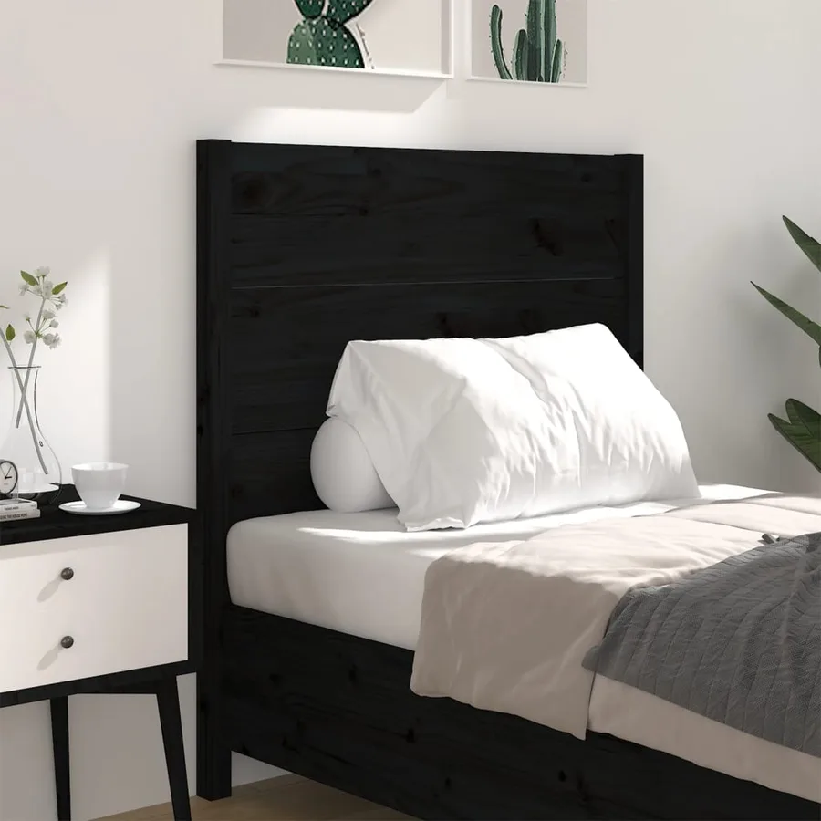 Tête de lit Noir 96x4x100 cm Bois massif de pin - 3